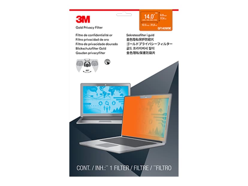 3M Personvernfilter i gull for bærbar datamaskin med 14" widescreen