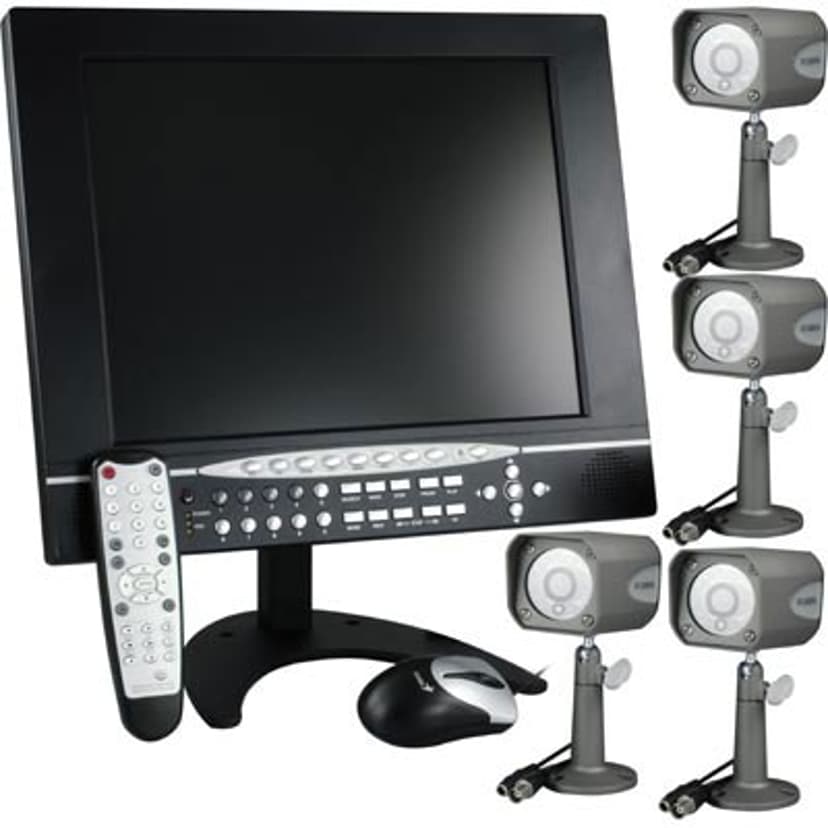 Deltaco DVR-Kit Övervakning 4st Kameror + 15" TFT