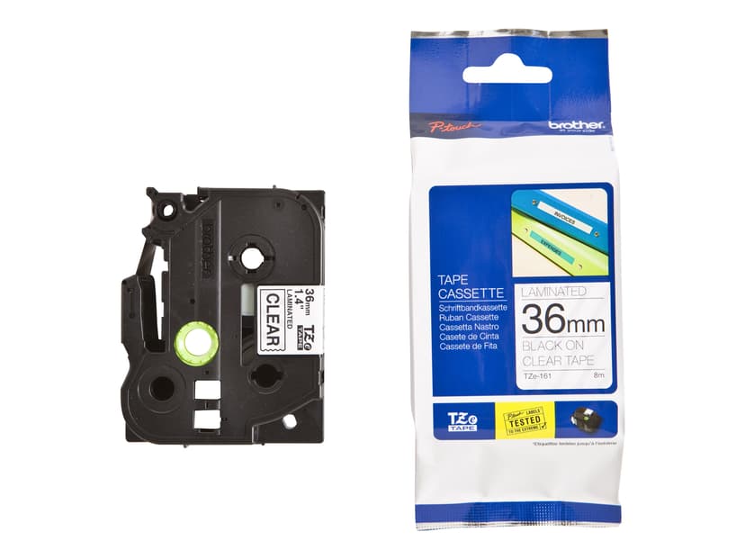 Brother Tape 36mm TZe-161 Musta/Läpinäkyvä