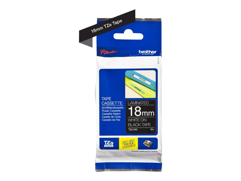 Brother Tape 18mm TZe-345 Wit/Zwart