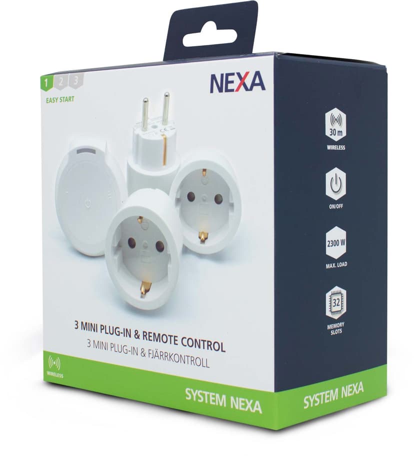 Nexa MYC-2300 3-pakk. veggbrytere med fjær
