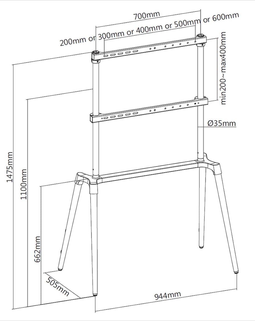 Prokord Art Stand 49-75" Black/Light