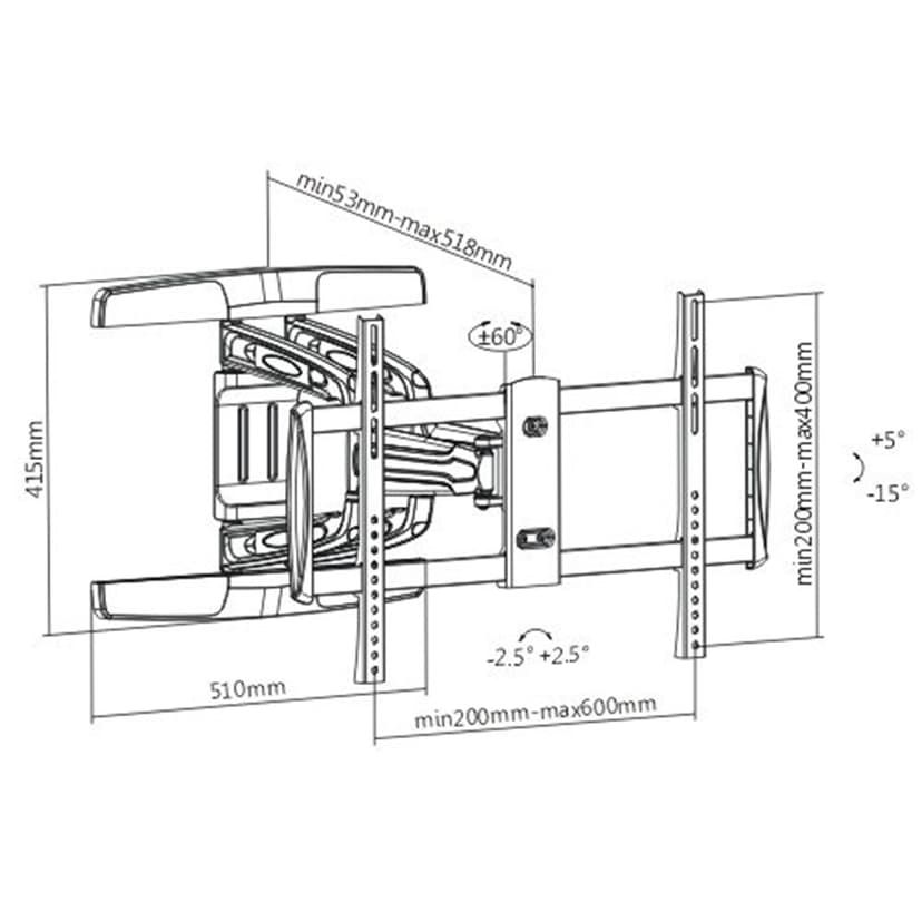 Prokord Large Wall Mount Full-Motion Alu-Deluxe