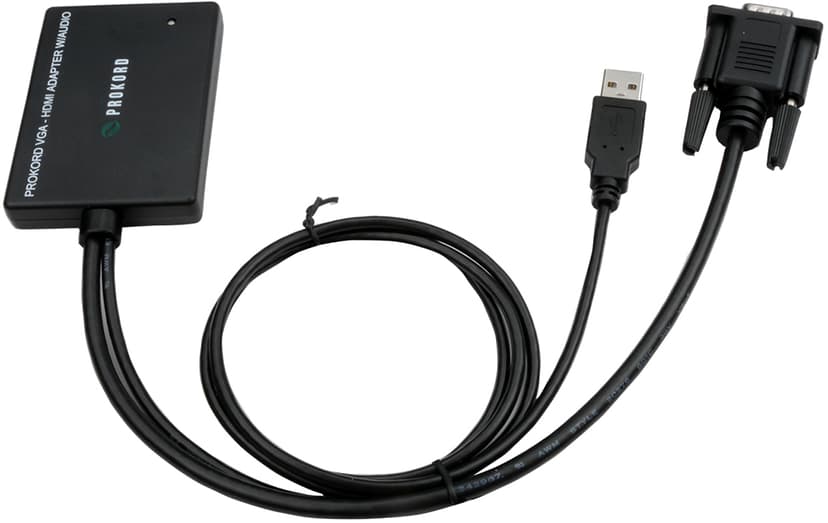 Prokord VGA - HDMI Adapter W/Sound USB Type-A + VGA (D-Sub) HDMI Svart