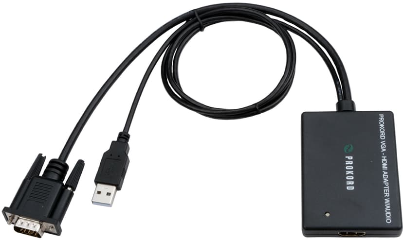 Prokord VGA - HDMI Adapter W/Sound USB Type-A + VGA (D-Sub) HDMI Musta