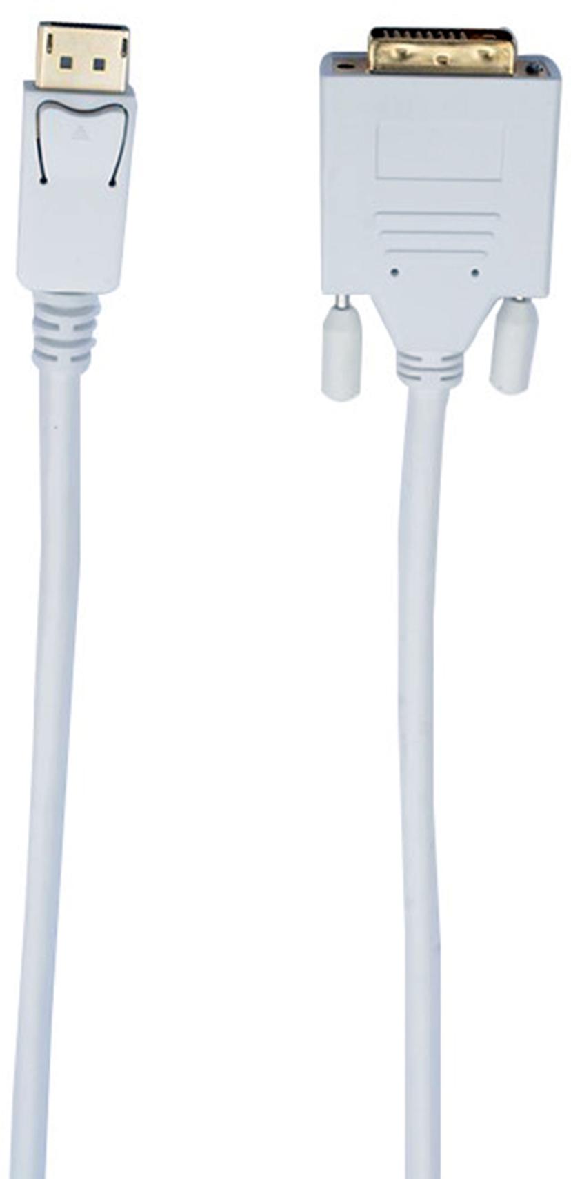 Prokord Cable Displayport - DVI-D Single Link 1m White 1m DisplayPort DVI-D Valkoinen