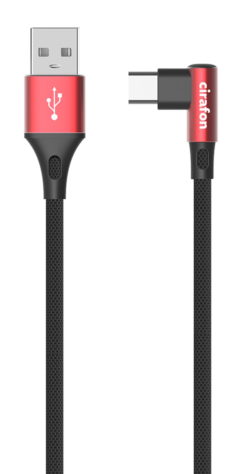 Cirafon Sync/Charge Cable USB-C USB 1.0m Black/Red Q 1m USB-A USB-C Svart, Rød