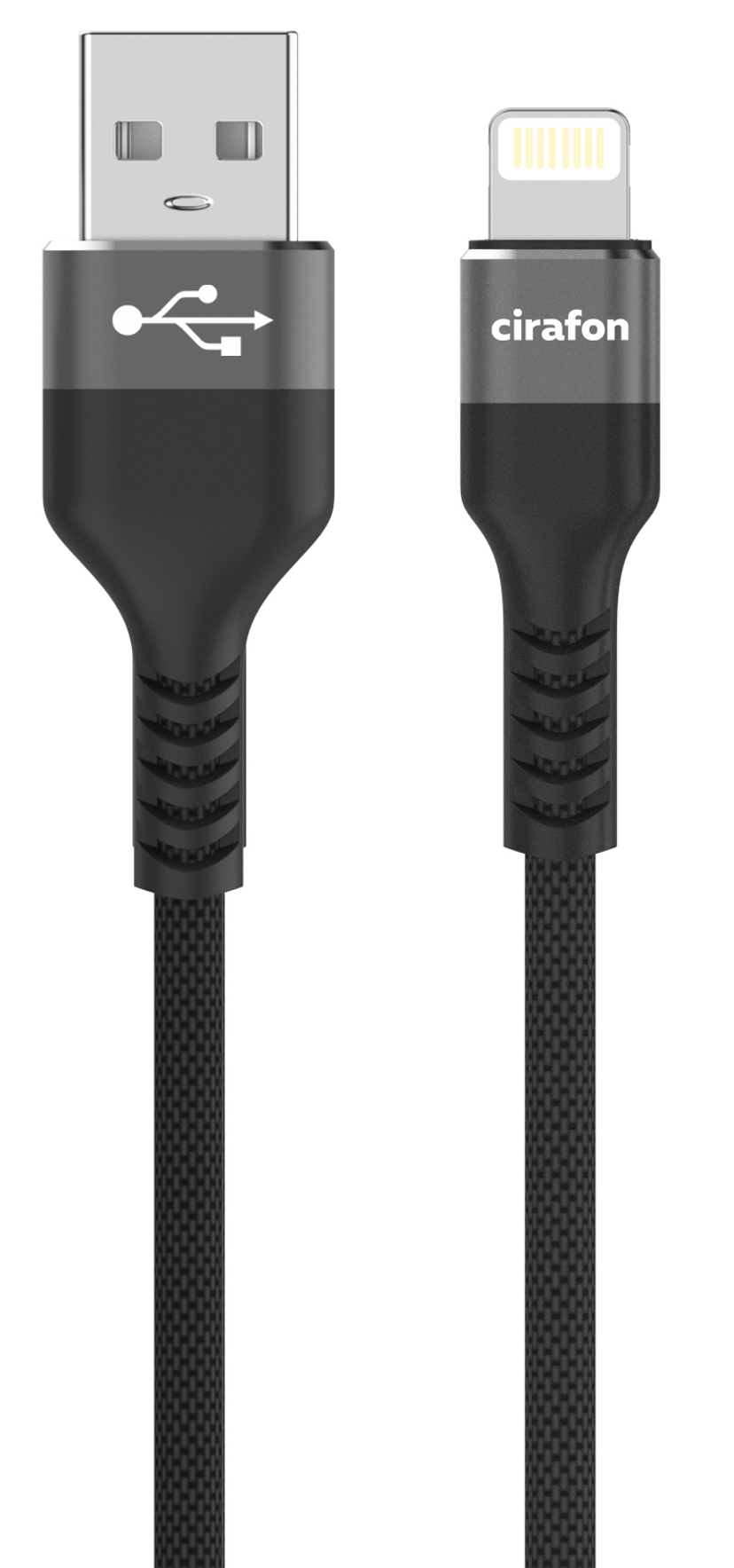 Cirafon AM To Lightning Cable 0.5m - Black - New Mfi 0.5m Musta, Harmaa
