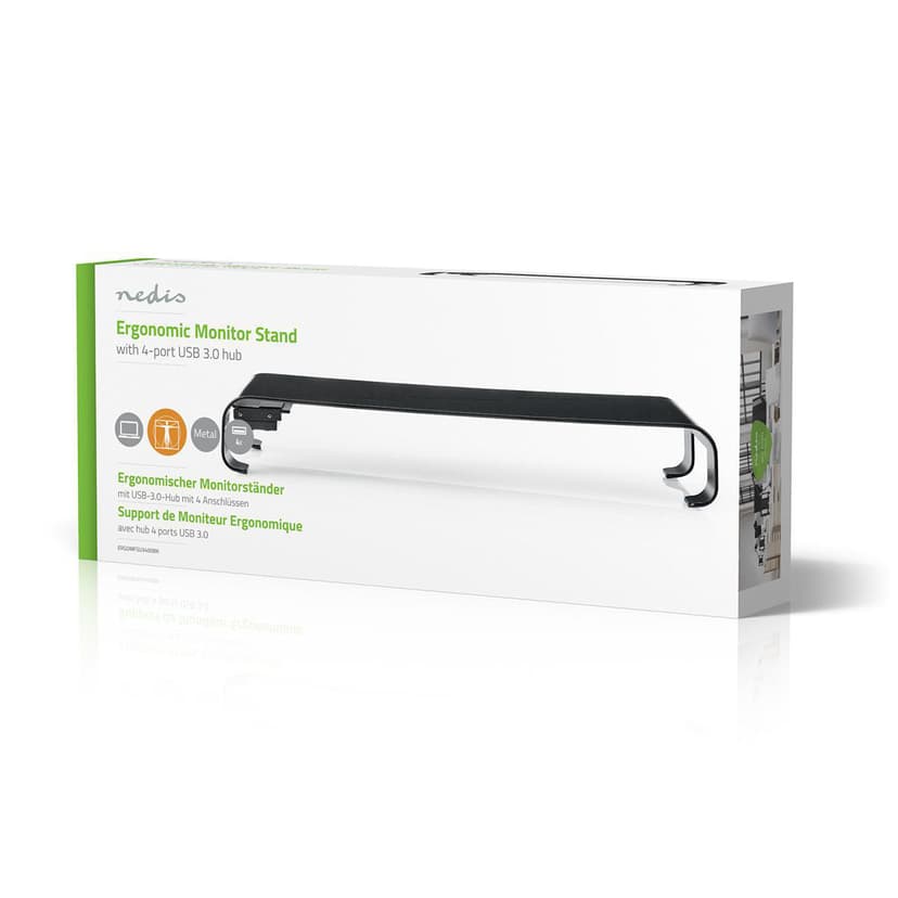 Nedis Ergonomisk Stativ med  4xUSB 3.0 Sort