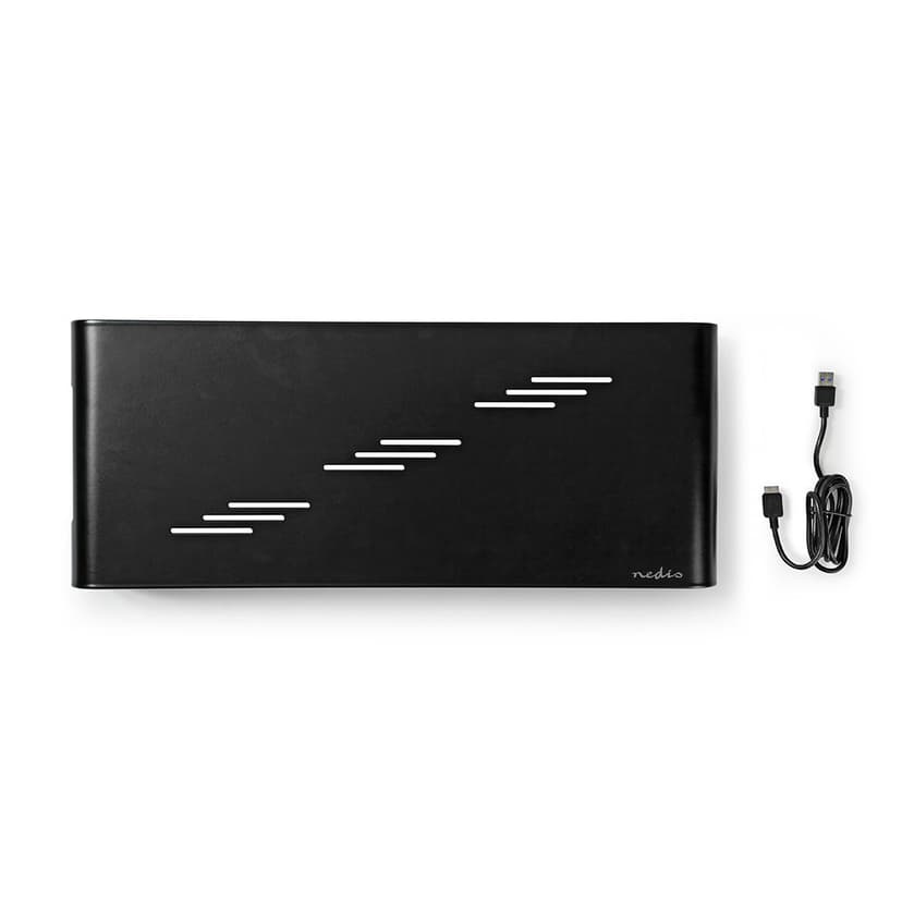 Nedis Ergonominen Jalusta, jossa on 4xUSB 3.0 Musta