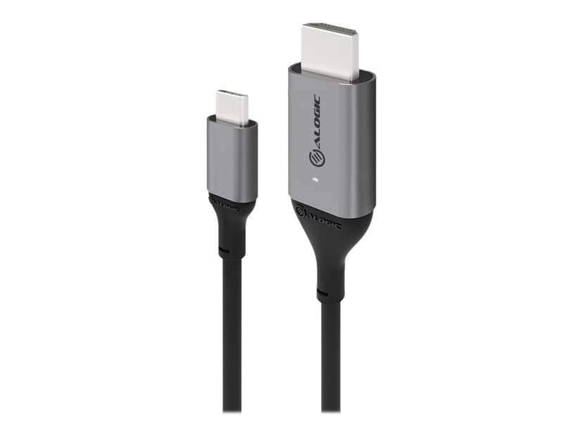 Alogic Ultra 2m HDMI USB C Grå, Svart