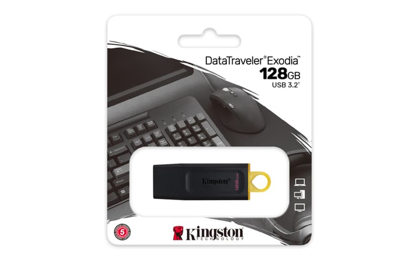 Kingston Datatraveler Exodia 128GB USB A-tyyppi Musta, Keltainen