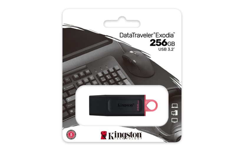 Kingston Datatraveler Exodia 256GB USB-A Sort, Lyserød