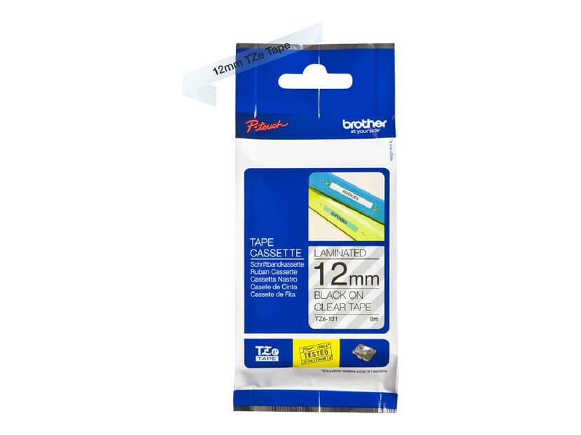 Brother Tape 12mm TZe-131 Svart/Gjennomsiktig
