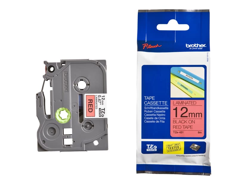 Brother Tape 12mm TZe-431 Zwart/Rood