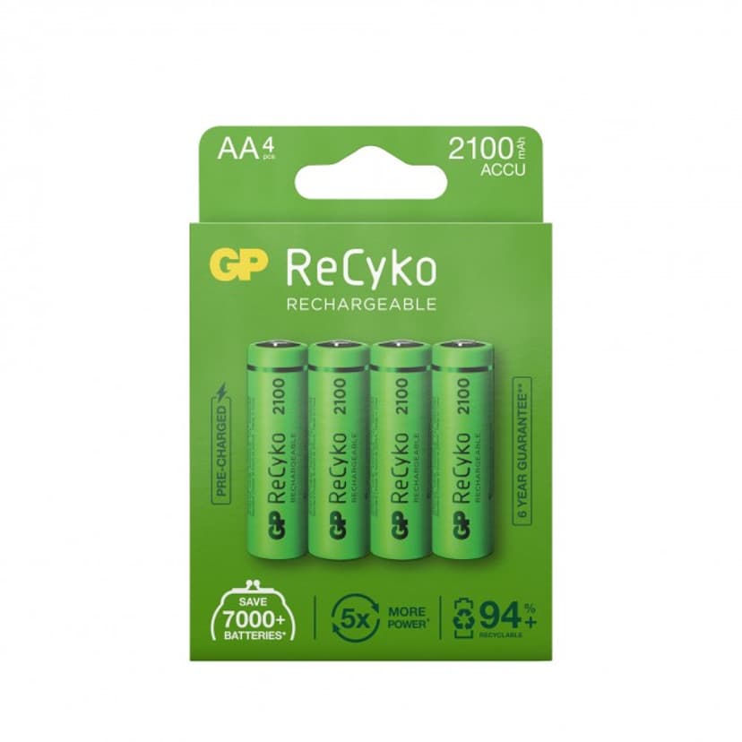 GP Batteri ReCyko 4st AA 2100mAh Laddbara