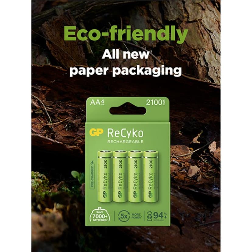 GP Batteri ReCyko 4st AA 2100mAh Laddbara