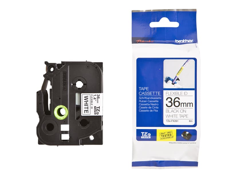 Brother Tape 36mm TZe-FX261 Svart/Vit Flexibel
