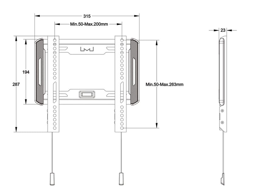 Multibrackets M Universal Wallmount Fixed Small