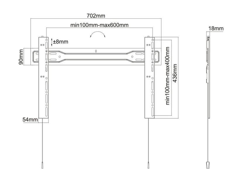 Multibrackets M VESA Wallmount Super Slim Fixed 600 MAX