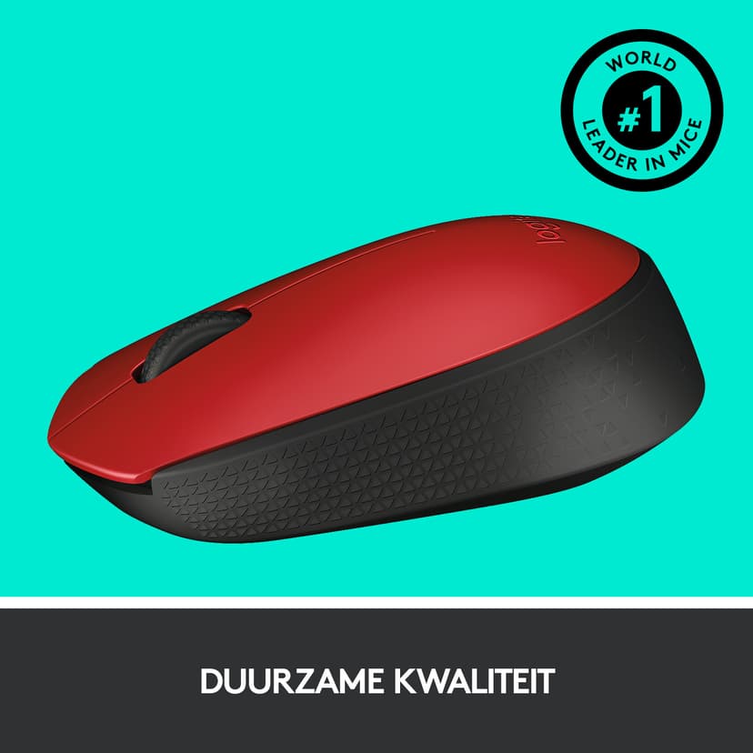 Logitech M171 RF Draadloos Muis Zwart, Rood