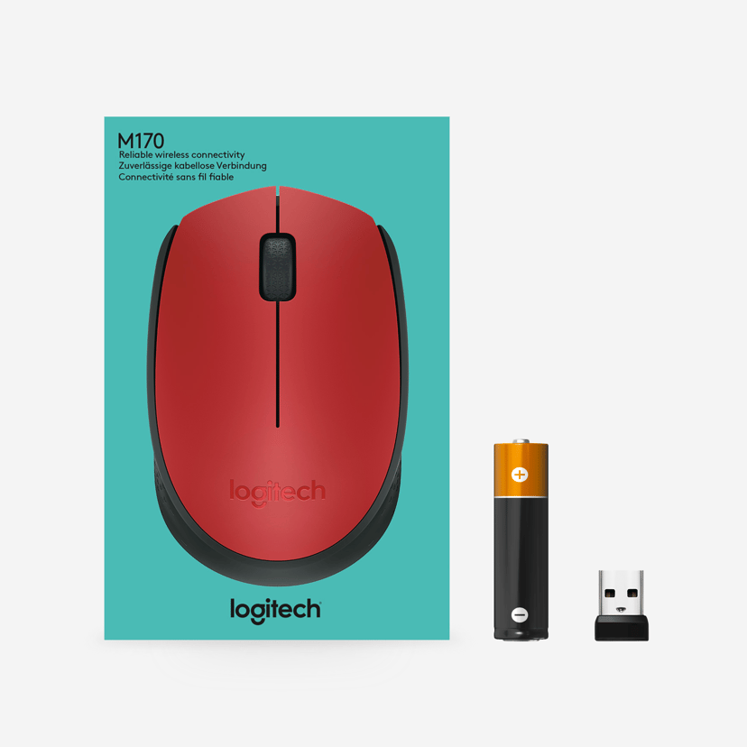 Logitech M171 RF Draadloos Muis Zwart, Rood