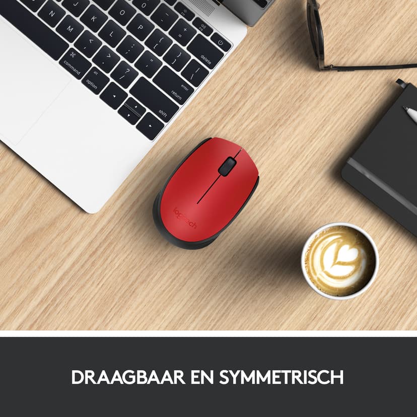 Logitech M171 RF Draadloos Muis Zwart, Rood