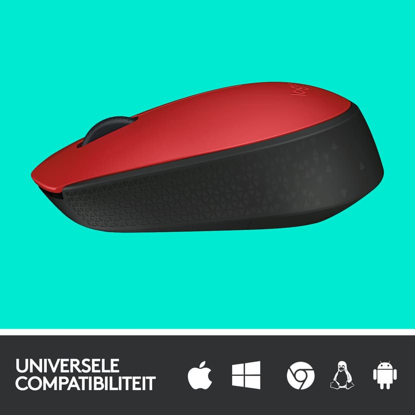 Logitech M171 RF Draadloos Muis Zwart, Rood