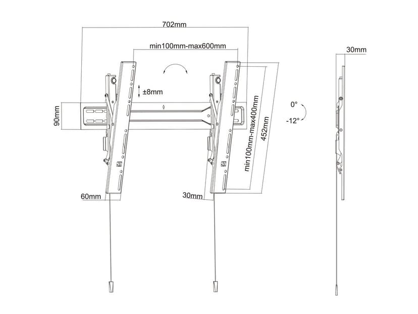 Multibrackets M VESA Wallmount Super Slim Tilt 600 MAX