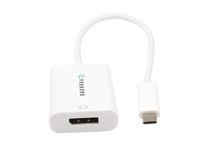 Prokord USB Type C Male - Displayport Female 0.1m Black 0.11m USB-C DisplayPort Valkoinen