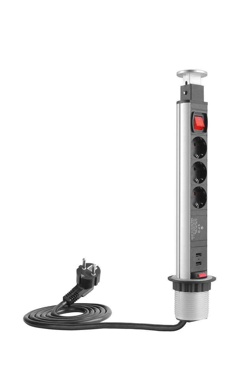 Prokord Popup Konferanse Cee 7/4/USB/Svart - On/Off