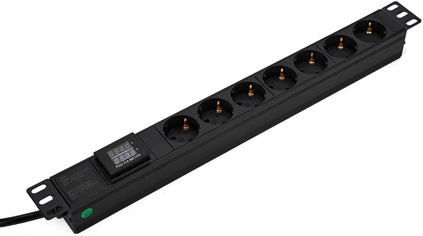 Prokord 19" Powersocket 7Xoutlets 2M Black V/a Meter