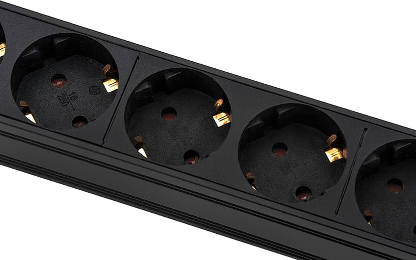 Prokord 19" Powersocket 7Xoutlets 2M Black V/a Meter