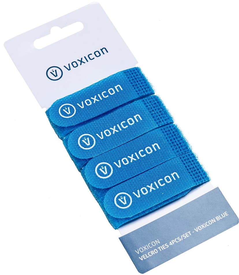 Voxicon DUS102VXB kaapelinjärjestäjä Universaali Koukullinen ja lenkillinen nippuside Sininen 4 kpl