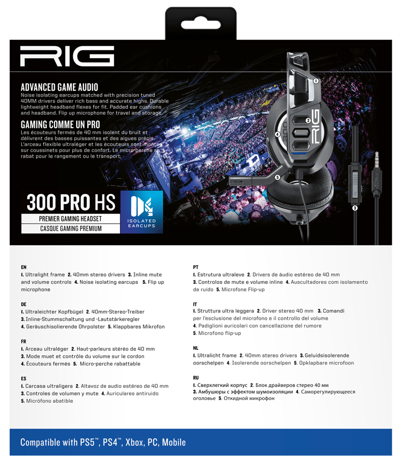 RIG 300 Pro HS - PS4/PS5 Stereo Svart