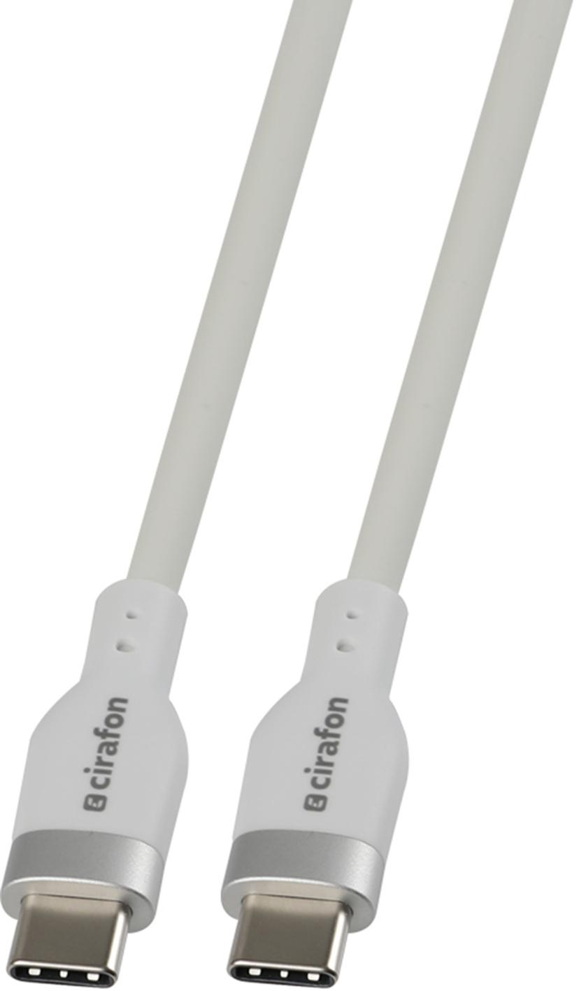 Cirafon Sync/Charge Cable Silicone 240W 2m 2m USB-C USB-C Hvid Hvid