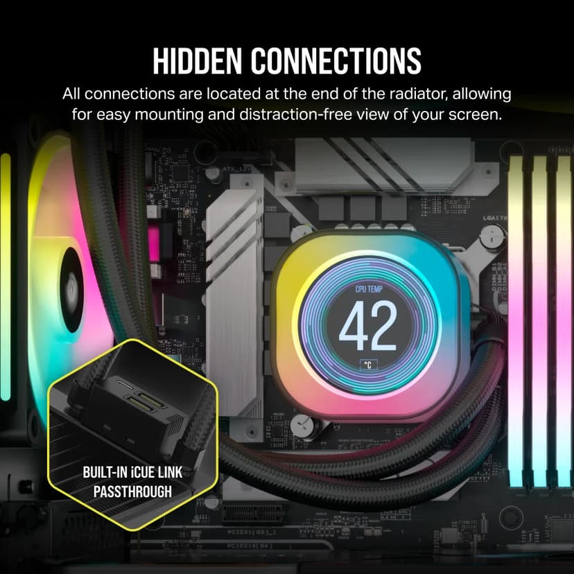 Corsair iCue Link H150i LCD AiO væskekjøler Svart