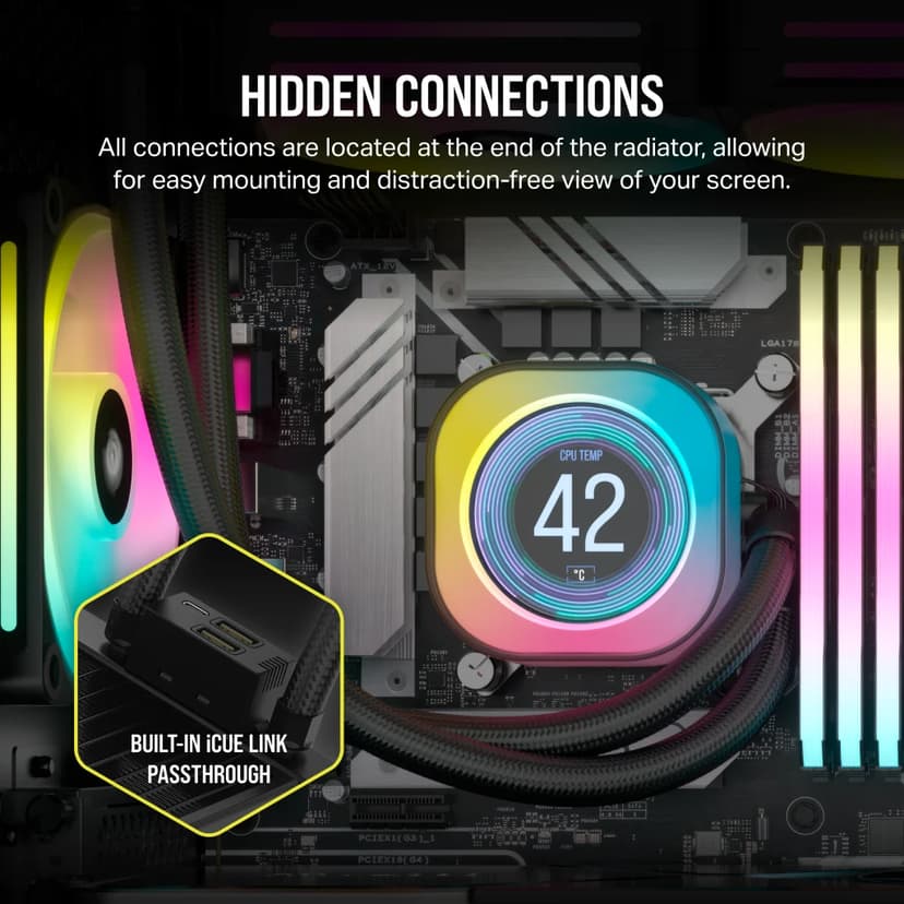 Corsair iCue Link H100i LCD AiO væskekøler Sort