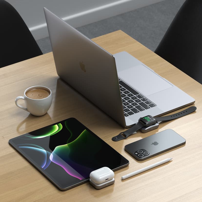 Satechi USB-C Apple Watch/AirPods Charge Silver, Vit