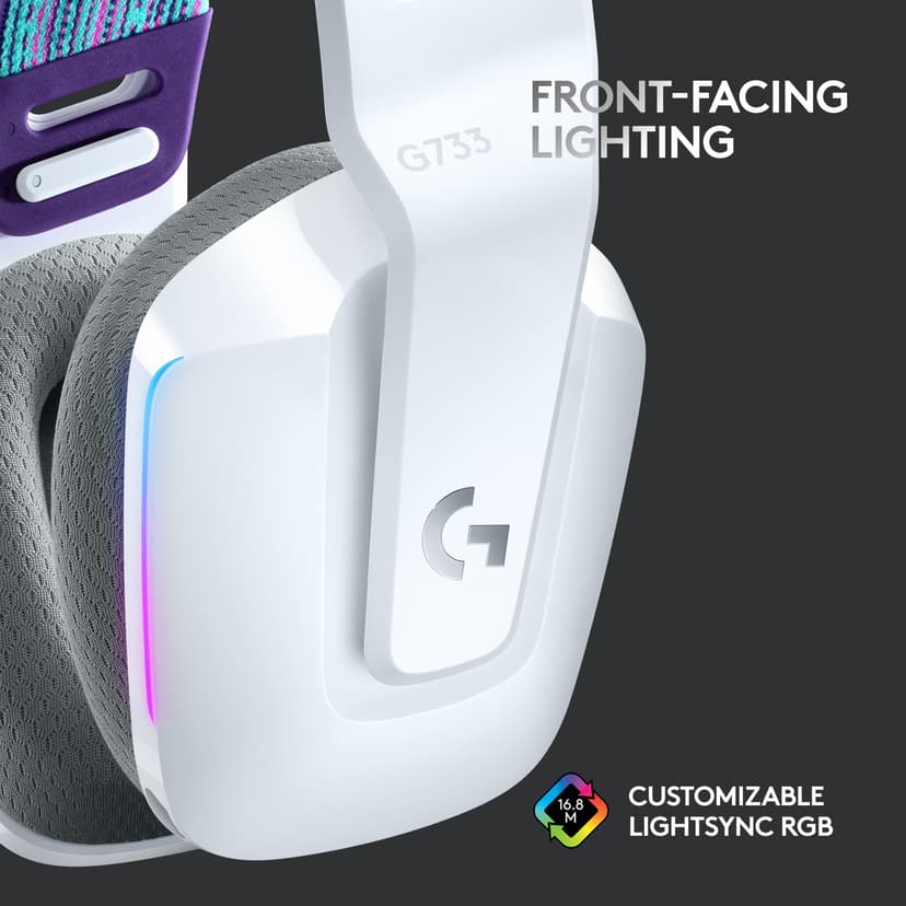Logitech G733 Lightspeed Wireless RGB Gaming Headset Stereo Hvit