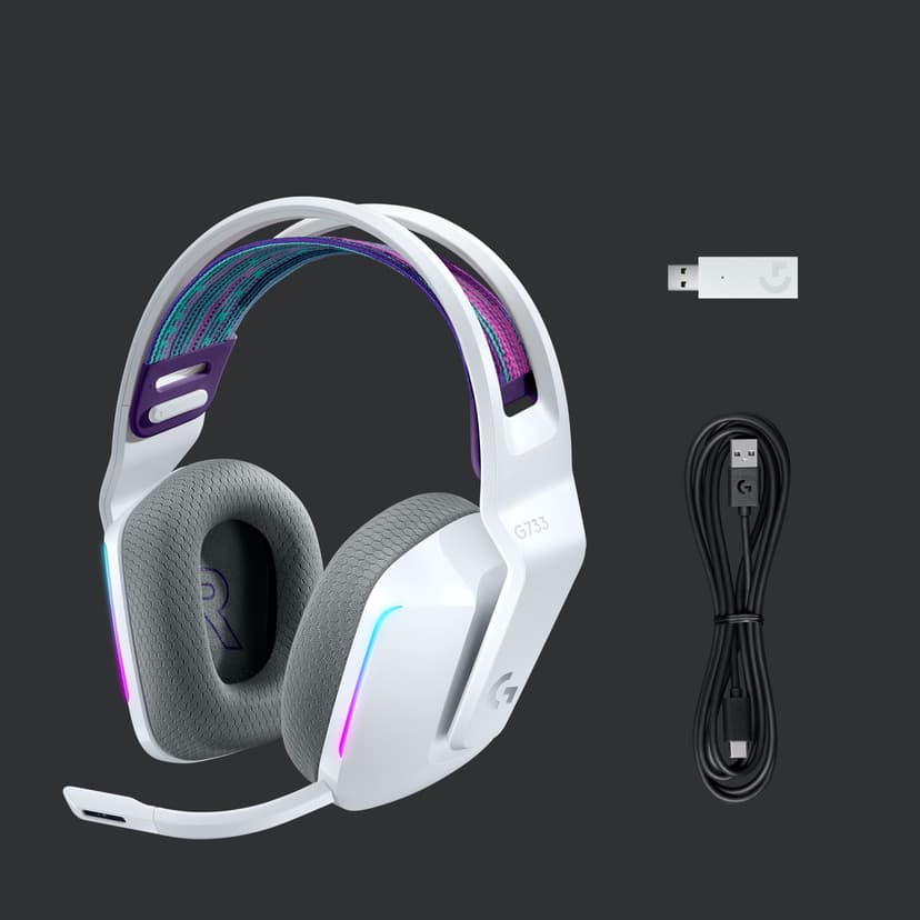 Logitech G733 Lightspeed Wireless RGB Gaming Headset Hvit