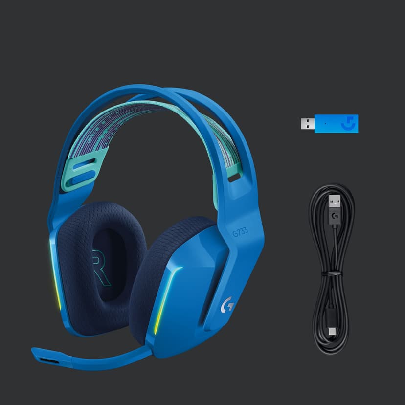 Logitech G733 Lightspeed Wireless RGB Gaming Headset Blå