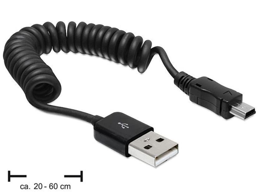 Delock USB-kabel 0.6m USB-A Mini USB-A Svart