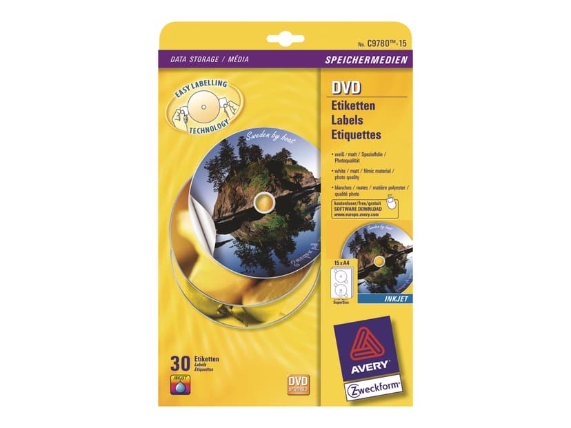 Avery Full Face DVD Labels Premium Photo Quality C9780