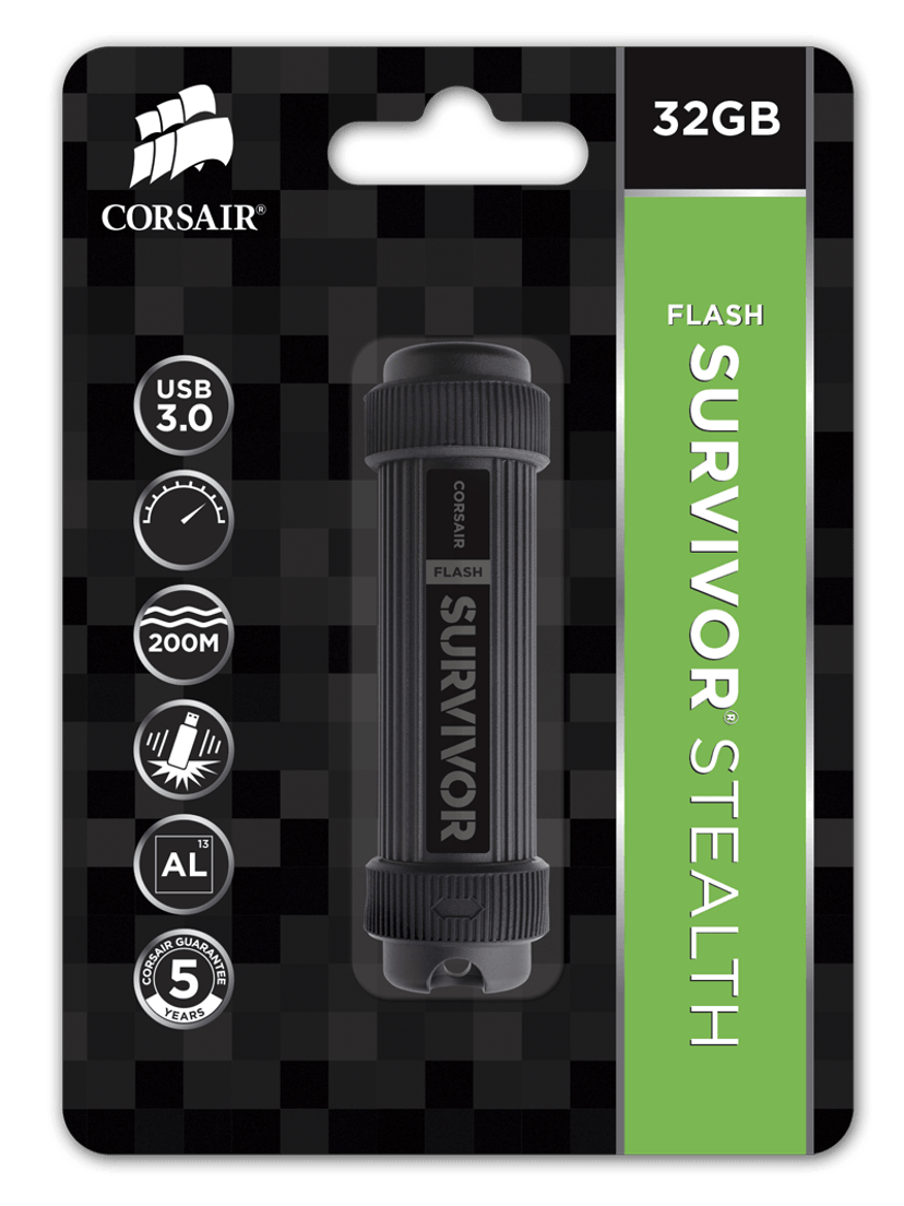 Corsair Flash Survivor Stealth 32GB USB-A Zwart