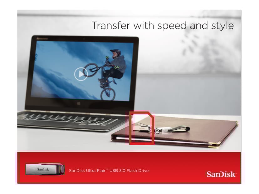 SanDisk Ultra Flair 64GB USB Type-A Svart, Silver