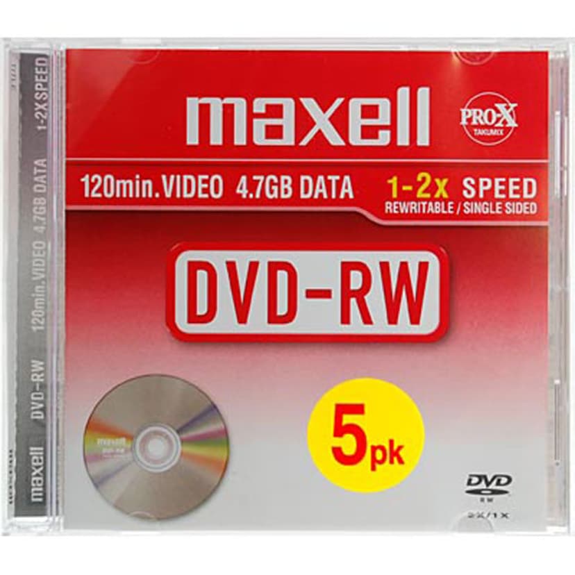 Maxell DVD-RW 4.7GB 2X Jc 5-Pack