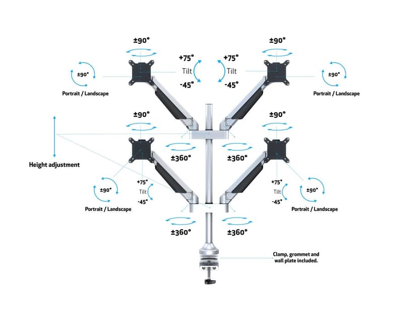 Multibrackets M VESA Gas Arm Quad Silver