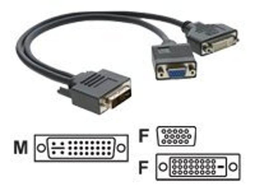Kramer Adapter 0.3m DVI-I DVI-D, VGA Svart