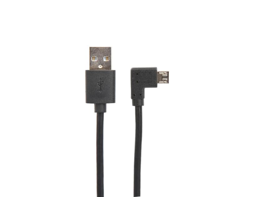 Prokord USB-kabel Högervinklad 2m USB A Micro-USB B Svart